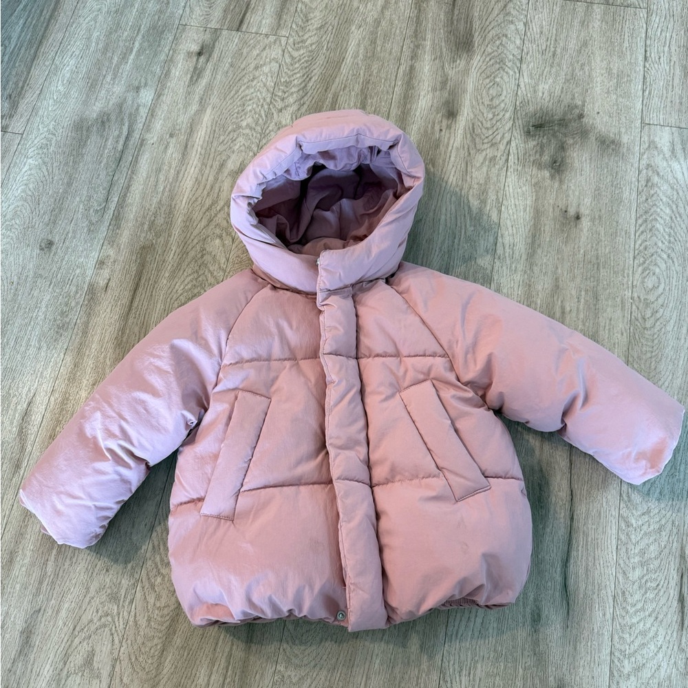 Zara Puff Winter Jacket in Dusty Pink